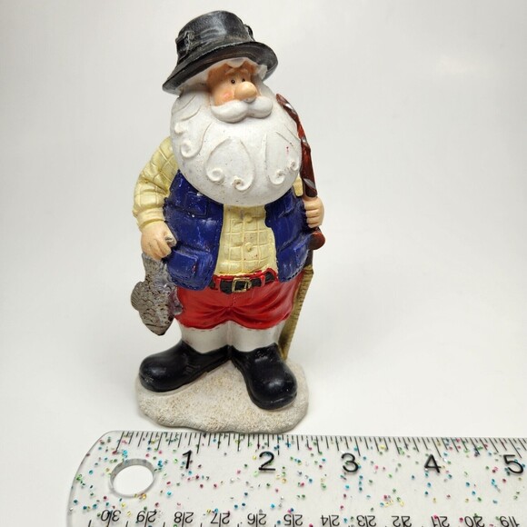 Fishing Santa Claus Ornament Hanging Boat Standing Catch St. Nicholas Cute - Picture 6 of 8